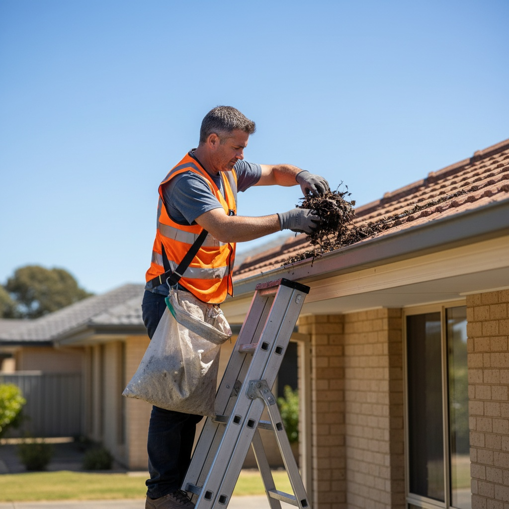Professional tradesman installing new Colorbond gutters