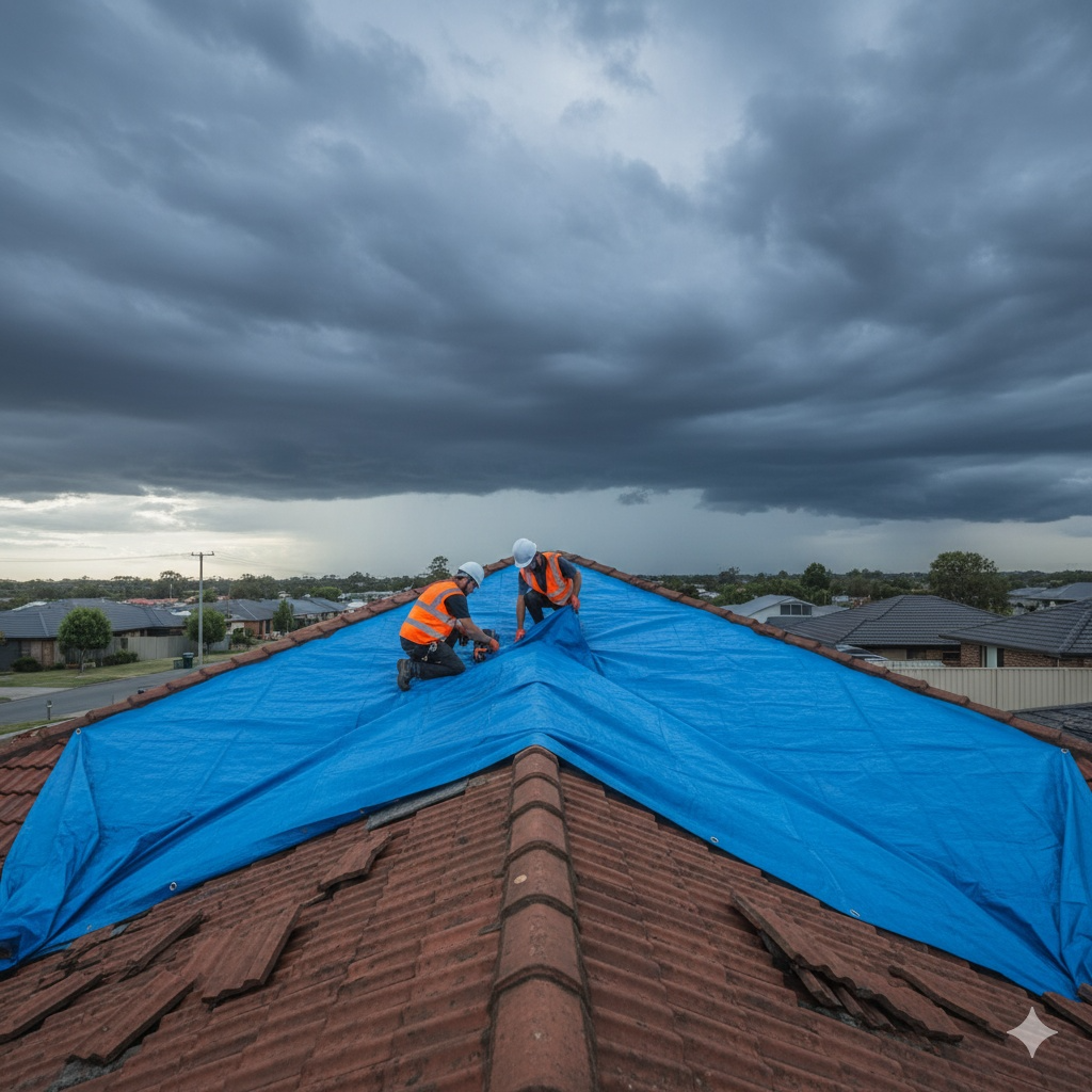 Professional roofer completing scheduled repair work